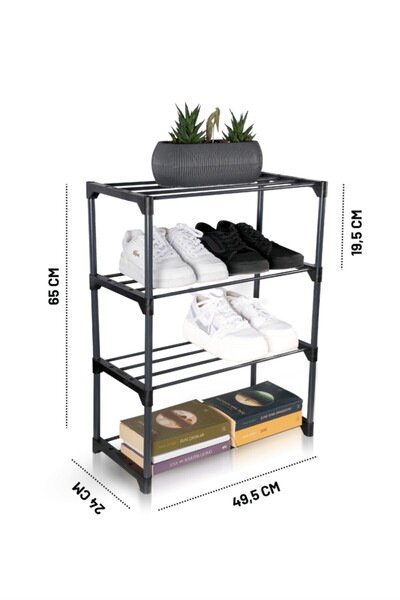 Genel Markalar Metal Çok Amaçlı Raf Ayakkabılık Kitaplık Çiçeklik 4 Katlı Org...