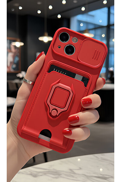 TechTrove iPhone 14 Plus Kılıf Kamera Koruma Sürgülü Kartvizitli Kartlıklı St...