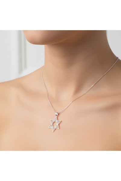TabiTela 925 Ayar gümüş kolye Davud’un Yıldızı / Magen David SM9406