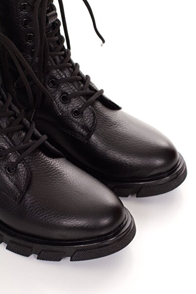 derithy Vidonte Genuine Leather Boots-Erc2050-Black
