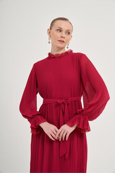 FTZ WOMEN Kadın Plise Şifon Elbise ARGUVAN 31019