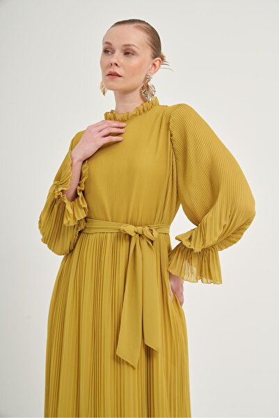 FTZ WOMEN فستان شيفون مطوي للنساء كيوي 31019