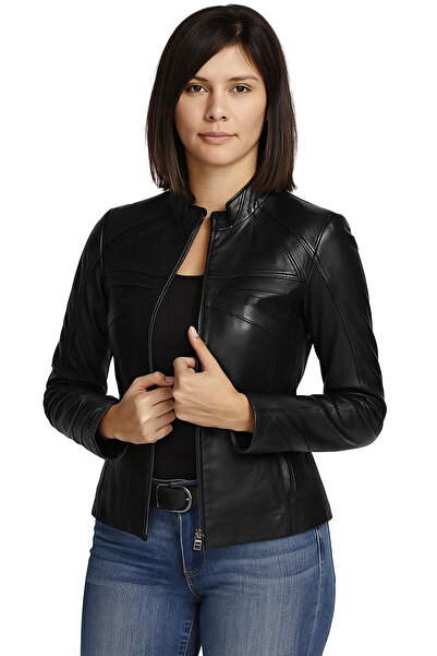 DeriWork Kadın Siyah Deri Ceket 057