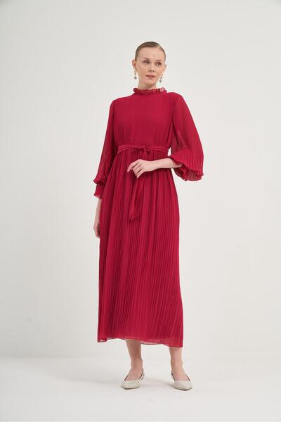 FTZ WOMEN Kadın Plise Şifon Elbise ARGUVAN 31019