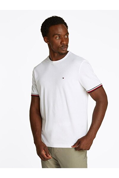 Tommy Hilfiger Erkek GLOBAL STRIPE CUFF TEE T-shirt