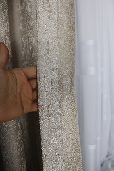 MebelPort Curtain Background Jacquard Curtain Perla Pattern Double Wing Sheer Pleated (1 X 3)