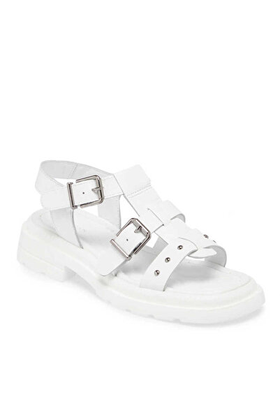 Tergan Beyaz Hakiki Deri Kadın Sandalet - K24Y1SN67156-A26