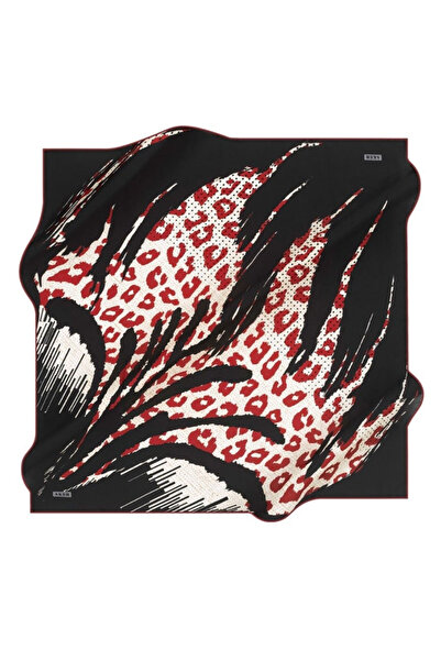Aker Sura Pure Silk Scarf 8374701 - 341 Black Leopard Pattern