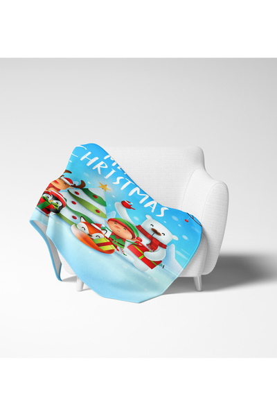 Erays Home Pătură din lână cu modele de Anul Nou și Crăciun Pătură TV Crăciun Fericit