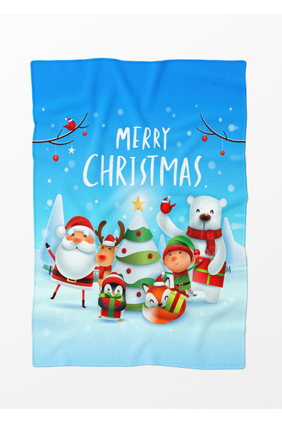 Erays Home Pătură din lână cu modele de Anul Nou și Crăciun Pătură TV Crăciun Fericit