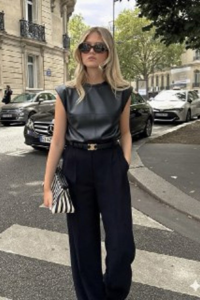 oshebu Γυναικεία δερμάτινη μπλούζα βάτα τεμαχίων