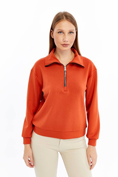 Maison La Femme Hanorac pentru femei cu fermoar și guler înalt