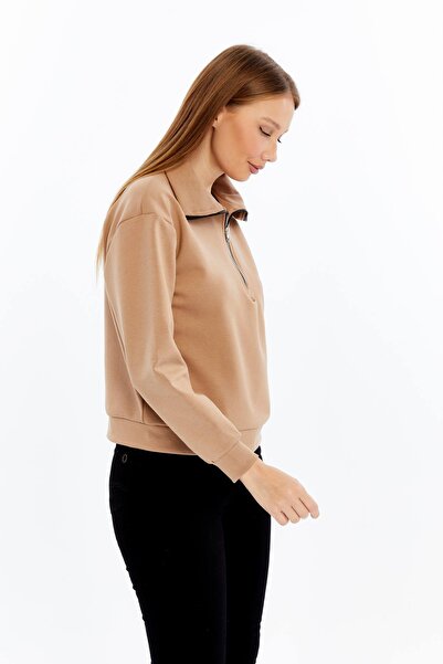 Maison La Femme Women's zip-up crewneck sweatshirt