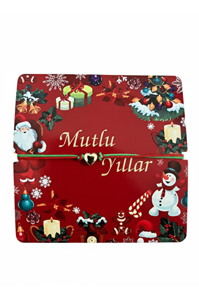 BURUCRAFT Yılbaşı, Kalpli Kırmızı Yeşil İpli Şans Bilekliği (2026YeniYıl) Hed...