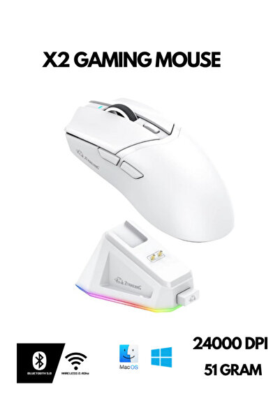 ATAsoft ELEKTRONİK Since 2021 X2 Kablosuz (3 MODLU)24.000dpı Oyuncu Mouse Paw3311 Sensör Şarj Istasyon Grip Tape Ve Skatez Hediye