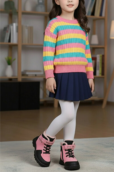 DİGGO KİDS Girl's Zippered Velcro Winter Fur Boots – Waterproof, Thick Sole, Comfortable Casual Shoes