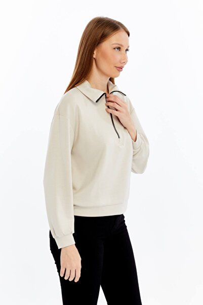 Maison La Femme Γυναικείο φούτερ με φερμουάρ ψηλός λαιμός