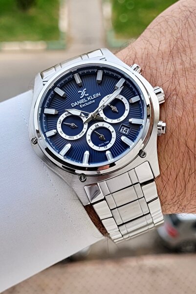 Daniel Klein Kadranı Lacivert Kordonu Gümüş Renk 44 Mm Göstergeleri Aktif Erk...