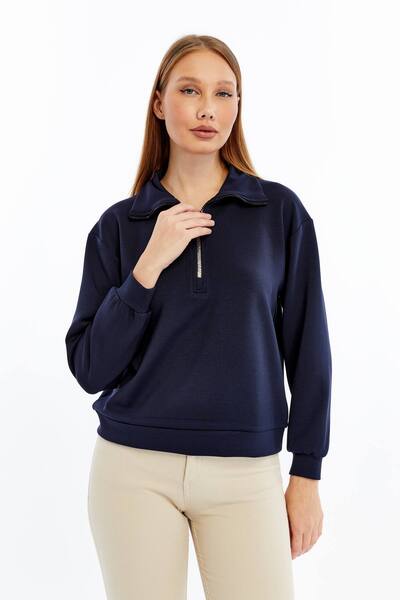 Maison La Femme Γυναικείο φούτερ με φερμουάρ ψηλός λαιμός