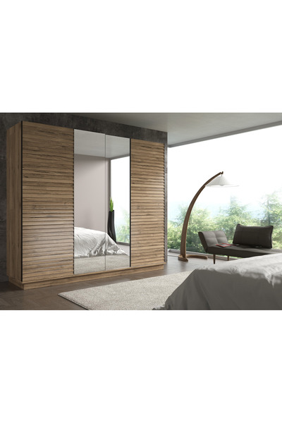 Sakura Ahşap Hunerika Zaragoza Premium sürgülü gardırop -Minifiks - Pera