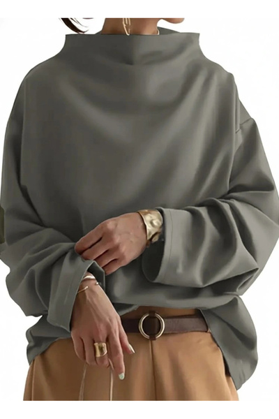 ARONA Women's Long Sleeve Wide Turtleneck Modal Blouse