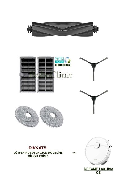 Roboclinic فرشاة بديلة متوافقة مع مكنسة Dreame L40 Ultra CE الروبوتية، فلتر ه...