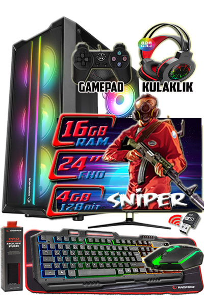 WARBOX SNİPER 24" Monitör i5 3350p 16gb Ram 256gb Ssd 250gb Hdd R7 240-4gb E....