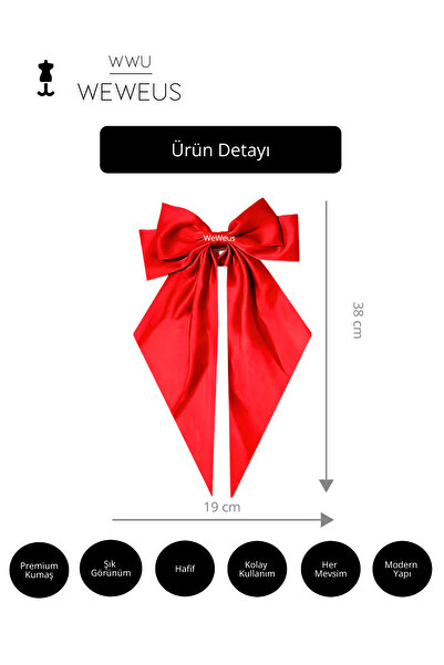 Weweus Women's Red Shiny Bow Ribbon Long Luxury Buckle