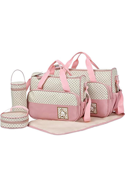 AVYRA Set Genti Bebe 5 Piese Pentru Maternitate Cu Geanta Scutece, Izolator Biberon, Pad Schimbat
