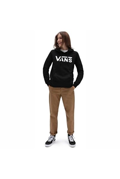 Vans Wm Drop V Logo Hoodie-B Women's Sweat Shirt Vn0A5Hnpblk1 Black-Xs