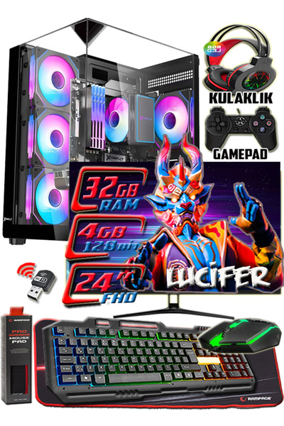 WARBOX LUCİFER 24" Monitör i5 4570s 32gb Ram 256gb Ssd 250gb Hdd R7 240-4gb E.kartı Gaming Takım Bilgisayar