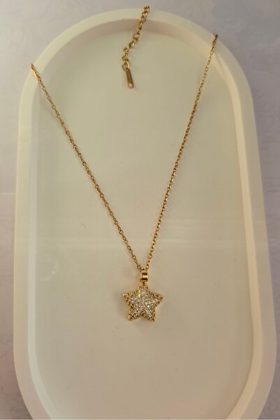 MİLUNXTE قلادة على شكل نجمة بالون مرصعة بالأحجار - قلادة على شكل نجمة فولاذية...