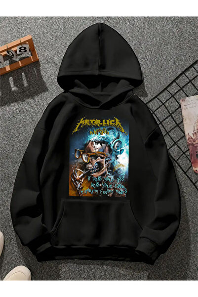 COMVİCHO سويت شيرت ميتاليكا16 مطبوع للجنسين