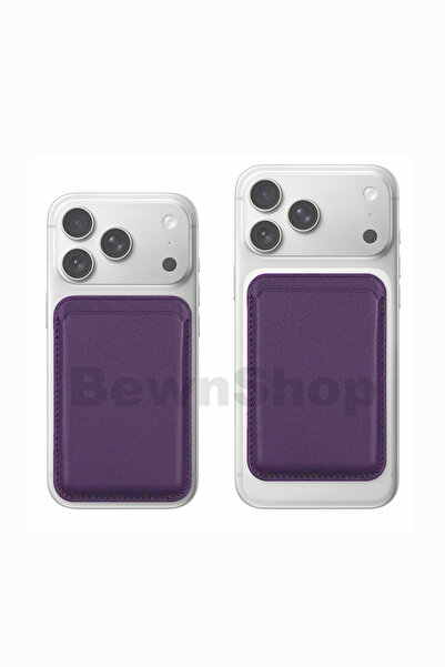 shop iPhone için MagSafe özellikli Mikro Dokuma Cüzdan Derin Mor