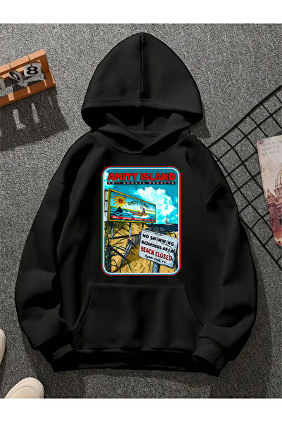 COMVİCHO سويت شيرت أميتي آيلاند مطبوع للجنسين