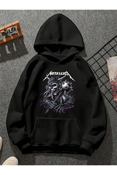 COMVİCHO سويت شيرت ميتاليكا5 مطبوع للجنسين