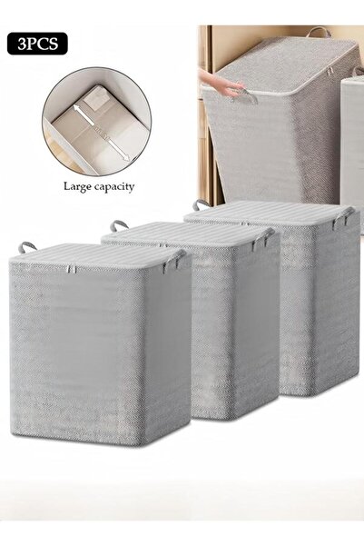 Generic 3pcs Large Capacity Storage Box with Zipper Cover and Handle, Dustproof Cube Storage Bins Sturdy Clo