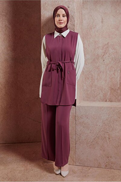 Alvina 44171 Model Belted Three Pants Set