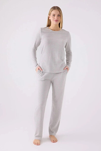 Pierre Cardin Γυναικείο σετ πιτζάμες με μακριά μανίκια σε γκρι χρώμα