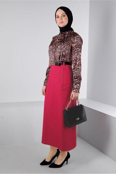 TRENDTESETTÜR WOMEN'S TAN SATIN BLUZ T 43410