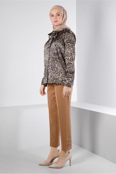 TRENDTESETTÜR WOMEN'S COFFEE (CAMEL) SATIN BLUZ T 43410