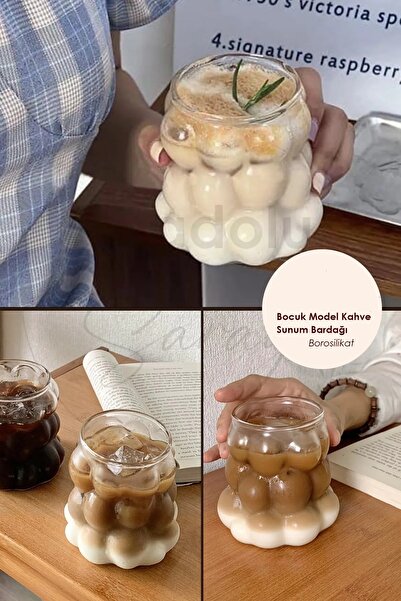 Genel Markalar 1 Adet Isıya Dayanıklı Boğumlu Model Borosilikat Soğuk - Sıcak Kahve Bardağı