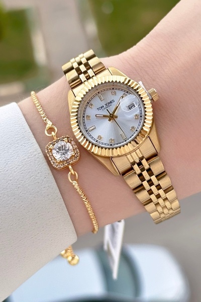 Tom Jones Gold Renk 25 Mm Kadın Kol Saati ve Bileklik