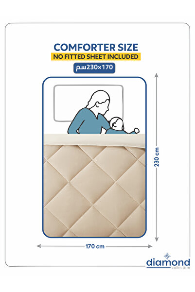 Donetella 2-Piece Comforter Set – Single Size 170x230 cm, Microfiber, Solid Quilted 350 Gsm Filling