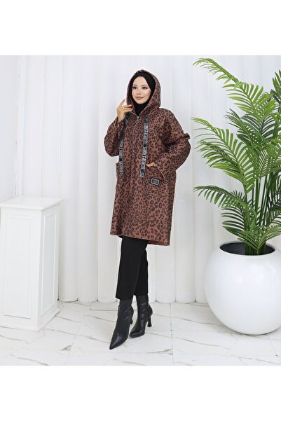 MİSS M.A.T FASHİON Leopard Print Recovery Clothing with Cap, Arm Detail Print, Detailed Cord