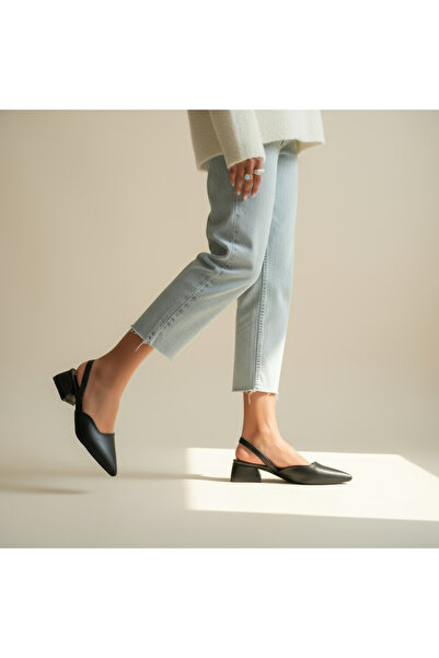 sv savves حذاء نسائي ذو كعب مطاطي منخفض أسود