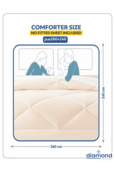 Donetella 3-Piece Comforter Set – King Size 260x240 cm, Microfiber, Solid Quilted 350 Gsm Filling