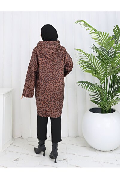 MİSS M.A.T FASHİON Leopard Print Recovery Clothing with Cap, Arm Detail Print, Detailed Cord