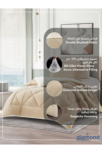 Donetella 4-Piece Comforter Set – Single Size 170x230 cm, Microfiber, Solid Quilted 350 Gsm Filling