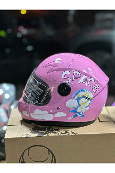 Palas Motor SÜPERKAHRAMANLI ÇOCUK MOTOSİKLET KASKI / 7-12 YAŞA UYUMLU / PEMBE RENK